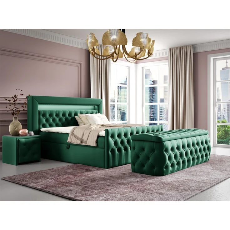 Polsterhocker mit Stauraum ERNESTO 160x50x45 cm Elisa Velvet Dunkelgrün – Bild 5