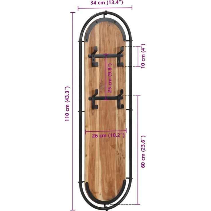 vidaXL Wandgarderoben mit 4 Haken 2 Stk. Massivholz Akazie 4013504 – Bild 9