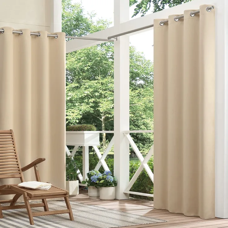 Eclipse Bradford Vorhang mit Ösen, wasserdicht, wärmeisoliert, für Terrasse oder Veranda, 132,1x241,3 cm, Leinen