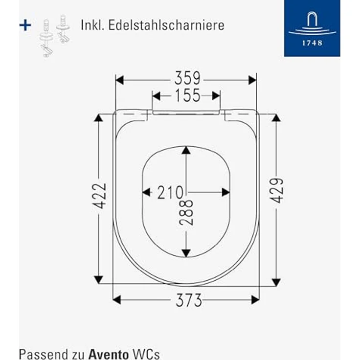 Villeroy & Boch Avento WC-Sitz, Toilettendeckel mit Absenkautomatik, abnehmbarer Toilettensitz aus bruchsicherem Duroplast, Klodeckel Original Ersatzteil, D-Form, Stone White, matt – Bild 7