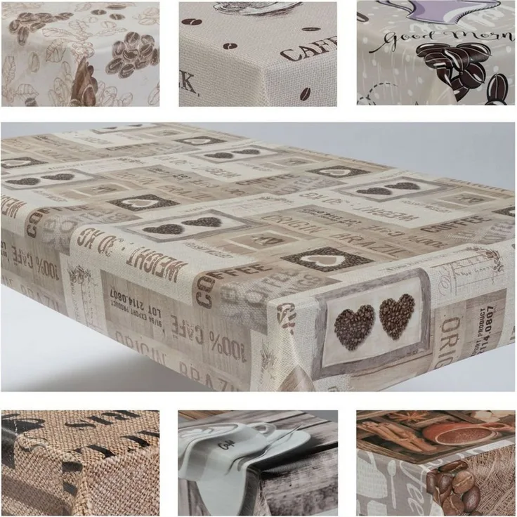 laro Tischdecke Wachstuchtischdecke Kaffee Zeit PVC Eckig
