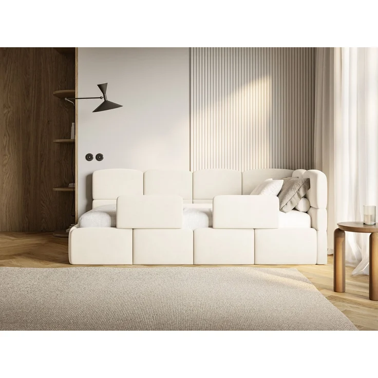 Selsey 'Cloudy' Kinderbett 90x200, mit Matratze, Rausfallschutz, Kopfteil rechts, Creme – Bild 2