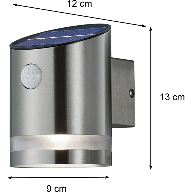 Reality Leuchten LED Solar Außenwandleuchte Salta R22231107, Metall Nickel matt, inkl. 3 Watt LED, Bewegungssensor – Bild 4