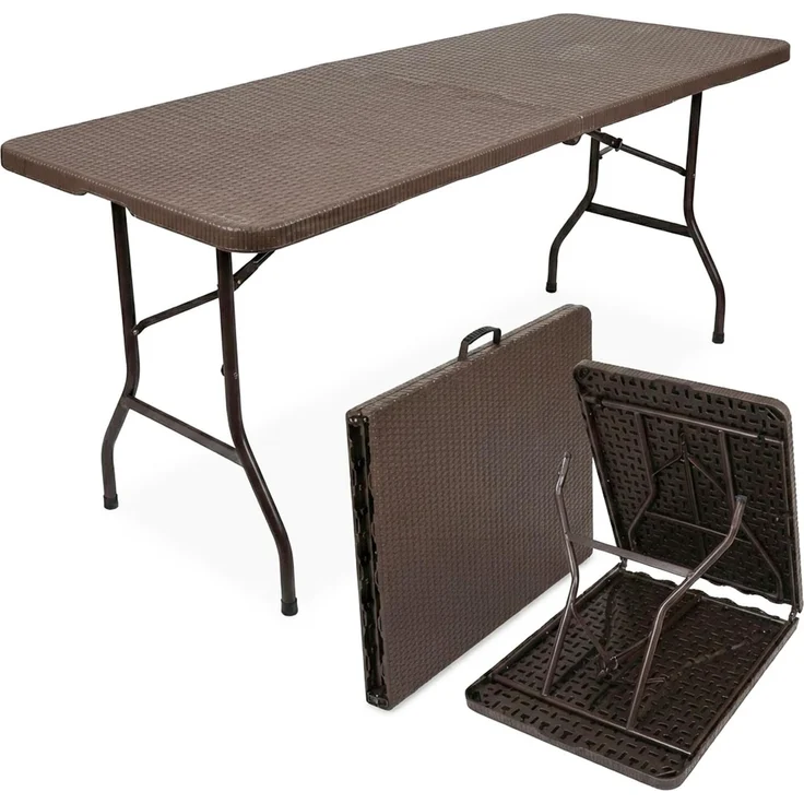 Floordirekt- Gartentisch klappbar Kunststoff 180x75 cm - Buffettisch mit Tragegriff - Klapptisch für Garten Terrasse und Balkon - Campingtisch 6 Personen (Miyako)
