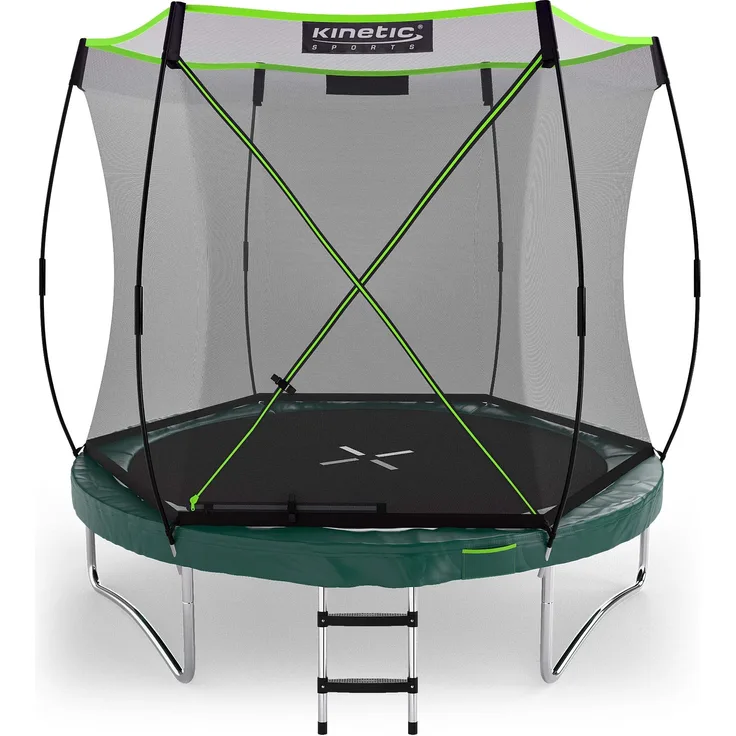 KINETIC SPORTS Trampolin Federlos-Design 'Bungee Safety Elite' - AirMAXX Sprungtuch-Technologie, Ultraleise, Outdoor Gartentrampolin für Kinder & Erwachsene, Ø 244 cm