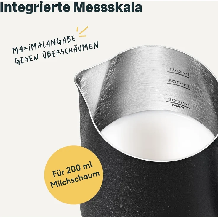 SILBERTHAL Milchkännchen Edelstahl schwarz für Siebträgermaschinen, 0.35 l, Professionelles Barista Zubehör mit Latte Art Ausguss – Bild 4