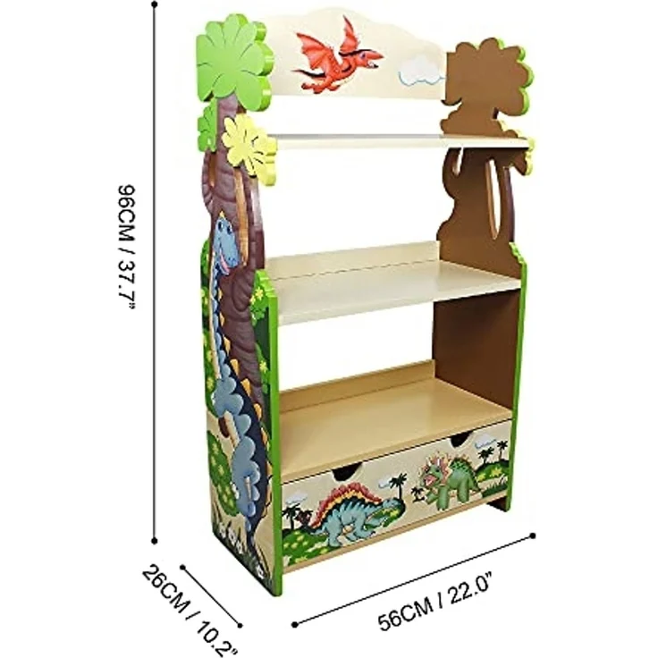Fantasy Fields - Kinderbücherregal aus Holz Dinosaurier Holz Stauraum TD-0069A – Bild 3