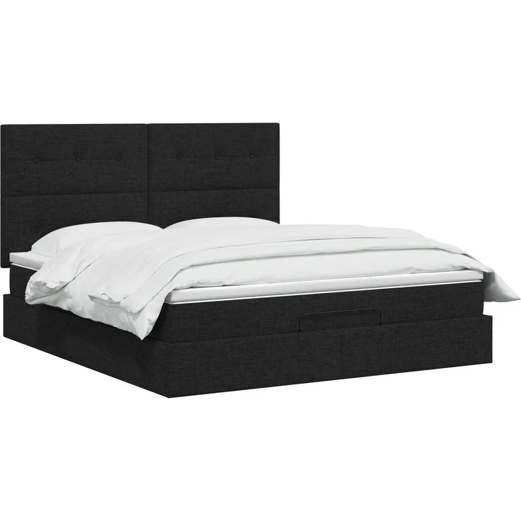 vidaXL Ottoman Bett mit Matratze Schwarz 140 x 190 cm Stoff 3457489 – Bild 3