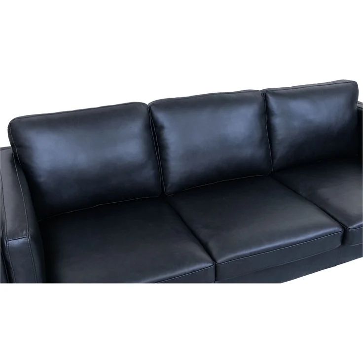3-Sitzer Sofa Aicena Leder Schwarz - Komfortsofa mit Taschenfederkern & Metall-Gestell – Bild 7