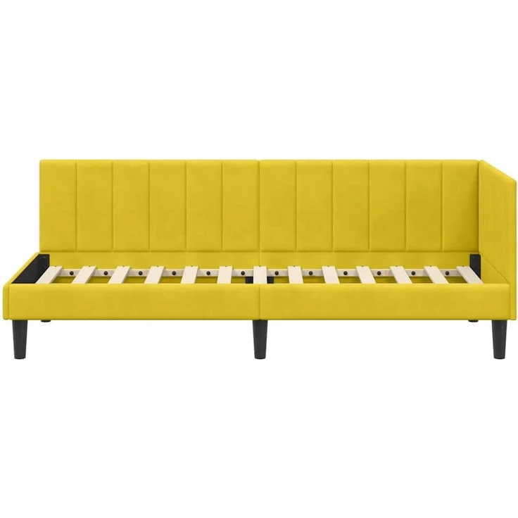 vidaXL Eckbettgestell mit Kopfteil Gelb 80 cm x 200 cm Samt 42016334 – Bild 4