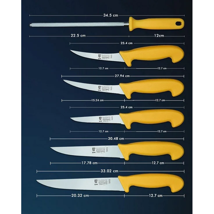 SMI Kochmesser 6-tlg Küchenmesser Set Solingen Metzgermesser Wetzstahl Ausbeinmesser – Bild 2