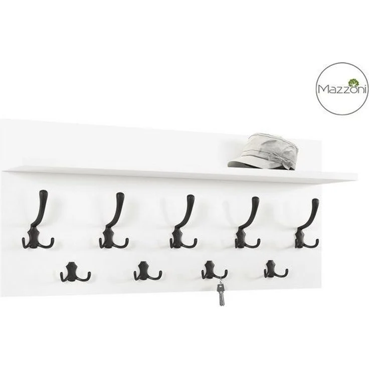 designimpex Garderobenpaneel Design Garderobe 90 x 40 cm Weiß matt - Schwarz Kleiderhaken Finlo – Bild 4