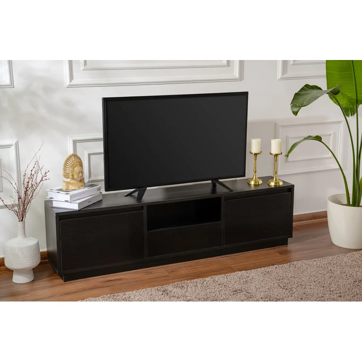 TV-Ständer, 'Vanguard', 42 x 29,5 x 160, Holz Schwarz – Bild 1