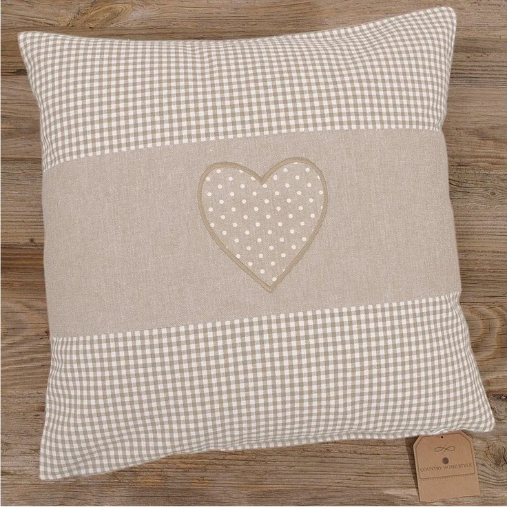 matches21 HOME & HOBBY Kissenbezüge Kissen-Bezug 40x40 cm Herz beige weiß gepunktet Baumwolle, (1 Stück), Wohnzimmer Kissen-Hülle als Deko-Kissen Zier-Kissen Sofa-Kissen – Bild 5