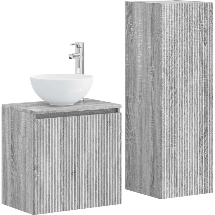 vidaXL Badezimmerschrank-Set 2 stk. Grau Sonoma 33 x 34,5 x 100 cm 3406119 – Bild 2