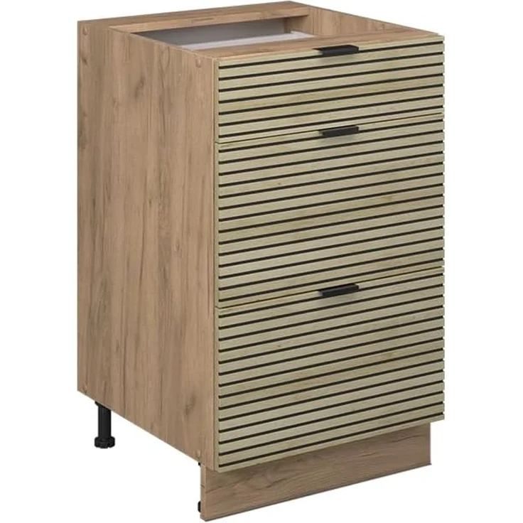 Küchenunterschrank Fame-Line Eiche Paneel 50 cm ohne Arbeitsplatte Vicco – Bild 1