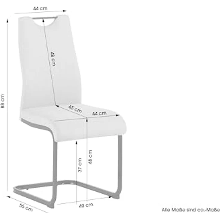 byLIVING Freischwinger 2er Set Capri, Webstoff Taupe, Metall schwarz, mit Griff und bequemer Polsterung, Schwingstühle, Polsterstühle, Maße: B 44, H 88, T 55 cm – Bild 3
