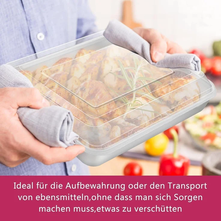 Homikit Edelstahl Backblech mit Luftdichtem Deckel 31,6x24,7x4,8cm – Bild 7