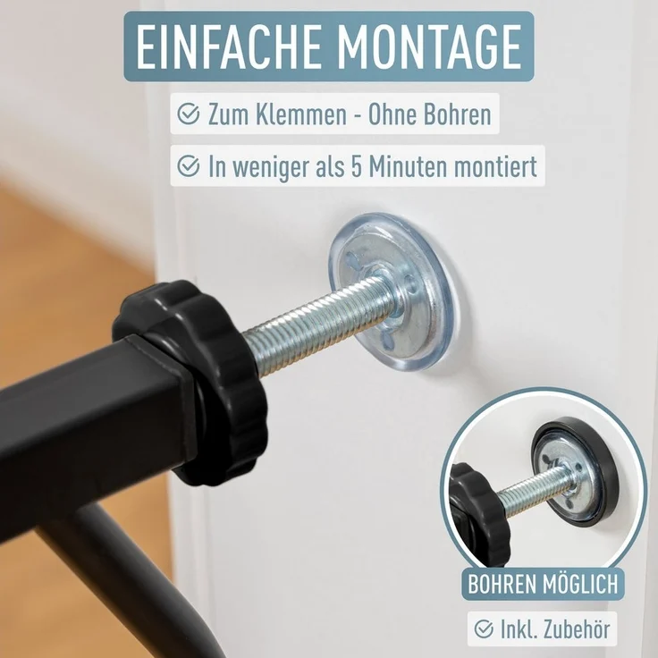 ib style Türschutzgitter Berrin, Ohne Bohren, Sicherheitsgitter für Türen und Treppen, Zum Klemmen – Bild 2