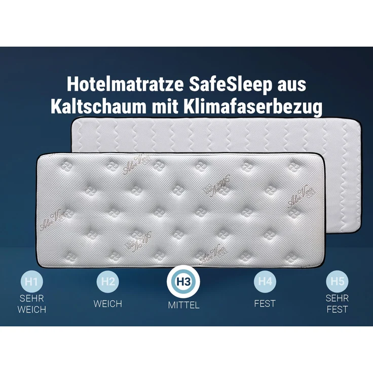 Betten-ABC Hotelmatratze SafeSleep - mittelfeste Kaltschaummatratze mit robustem Klimafaserbezug, Größe: 90 x 200 cm – Bild 3