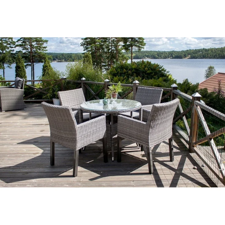 Luxusbetten24 Gartentisch Eluno, mit einem Untergestell aus strapazierfähigem Kunst-Rattan – Bild 2