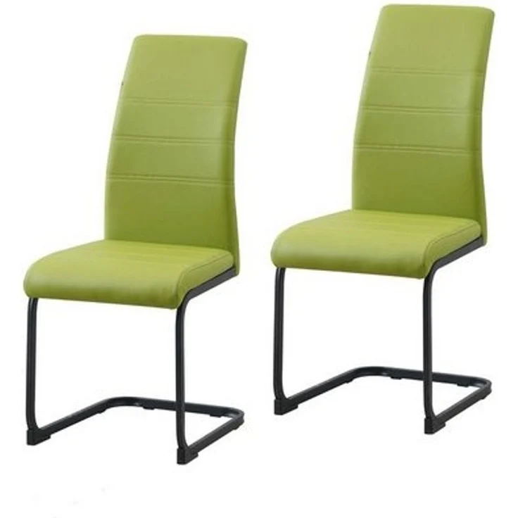 HTI-Line Freischwinger Schwingstuhl 2er Set PU grün SallyP (Set, 2 St), Freischwinger Esszimmerstuhl Kunstleder – Bild 3