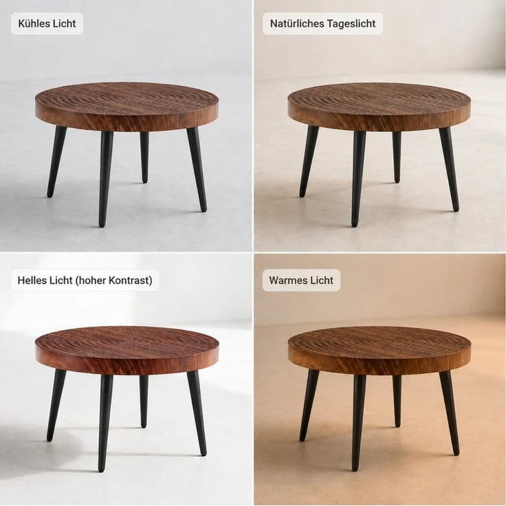 Celya Couchtisch Moderner runder Beistelltisch mit 5cm starker Tischplatte (mit Metallfüßen, vielseitig einsetzbar für Wohnzimmer, Café und Büro) – Bild 4