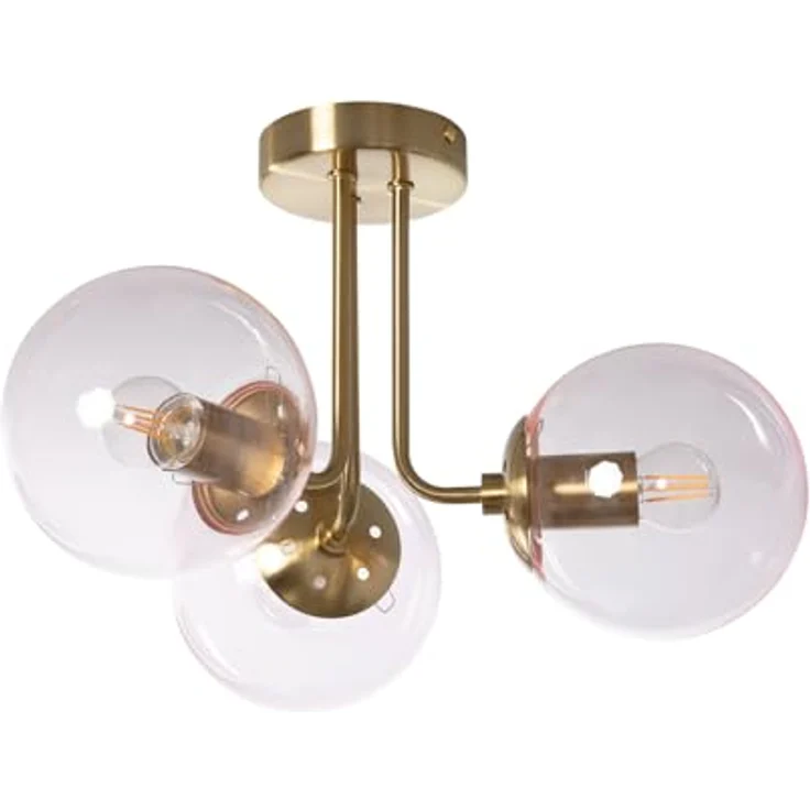 LEDKIA LIGHTING Moonlight Brass Deckenleuchte, 3 Strahler aus Metall und Glas, E27 Fassungen, Rosa, ideal für Wohnzimmer und Schlafzimmer – Bild 1