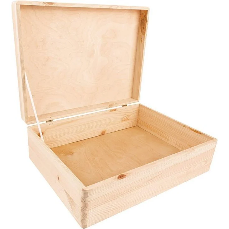 Creative Deco Holzkiste XL Große Holzkiste mit Deckel, 40x30x14 cm, Erinnerungsbox Baby, abgerundete Kanten – Bild 3