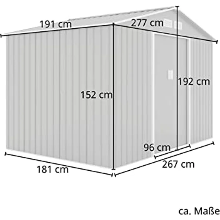HATTORO S200 XXL Metall Gerätehaus grau Geräteschuppen Schuppen Gartenhaus – Bild 4