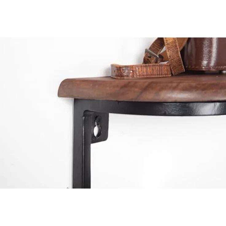 FineBuy Wandregal 50x15x13 cm Sheesham Massivholz / Metall Hängeregal Industrial, Kleines Design Schweberegal Rechteckig, Regal Hängend Wohnzimmer, Akzentregal Wand – Bild 6