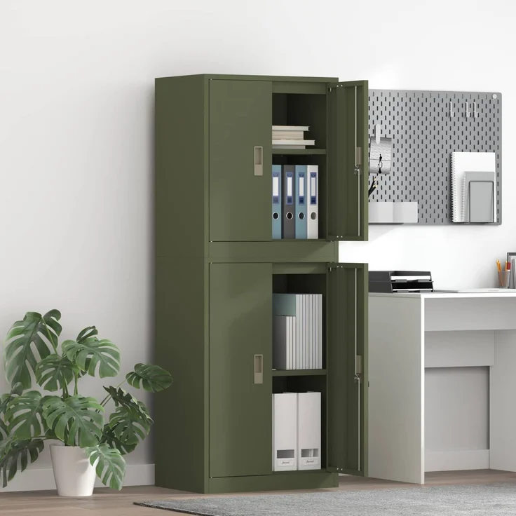 vidaXL Aufbewahrungsschrank 2 stk. Olive Grün 60 x 40 x 160 cm Stahl 3438751 – Bild 1
