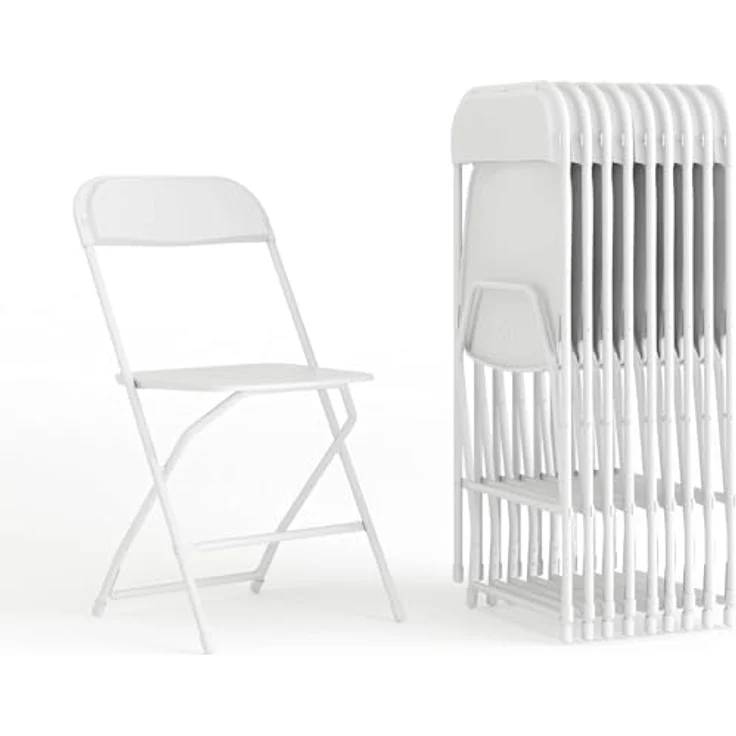 Flash Furniture Klappstuhl HERCULES aus Kunststoff – Leichter Stuhl zum Klappen für Gäste oder Veranstaltungen – Praktischer Küchenstuhl auch für draußen geeignet – 10er-Set – Weiß – Bild 2