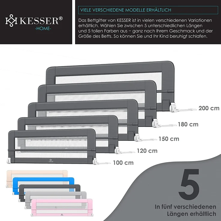 KESSER® Bettschutzgitter, Dunkelgrau, 150cm – Bild 8