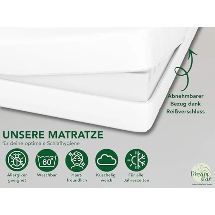 DREAMSTAR Simple Flex Duo I ergonomische 7-Zonen Kaltschaummatratze I Rollmatratze 12 cm hoch I Öko-Tex Zertifiziert I Härtegrad 2 und 3 (H2 & H3) I 180x200 cm – Bild 5