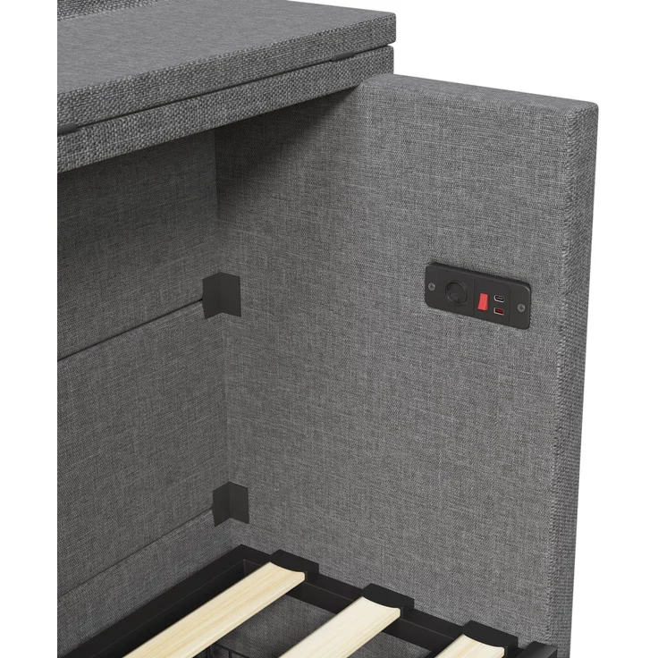 Schrankbett 140×200 cm mit USB, Typ-C und Schublade, Grau, ohne Matratze – Bild 9