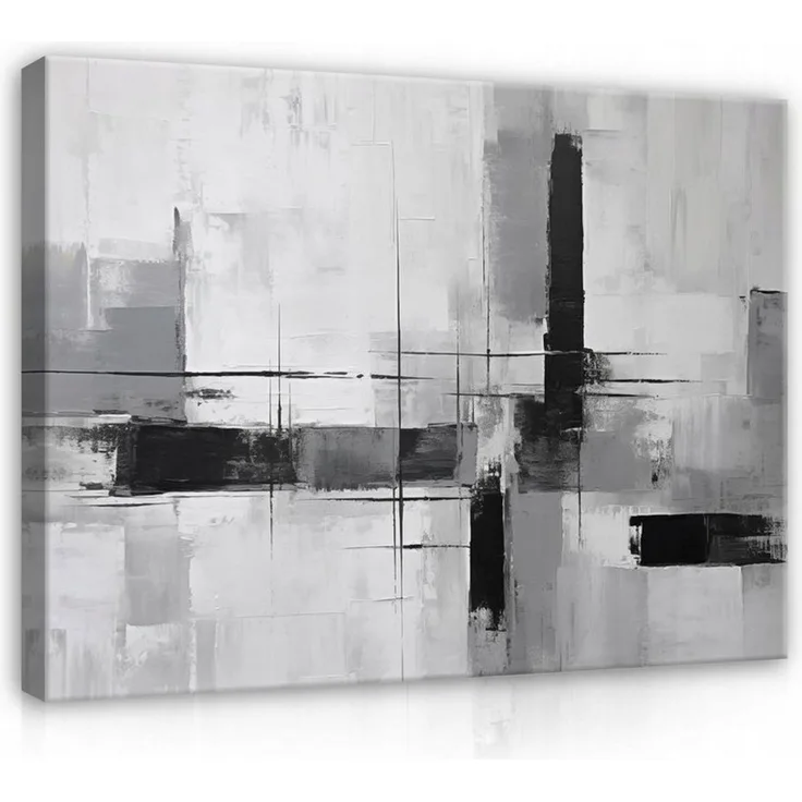 Wallarena Leinwandbild Art Deco Abstrakt Modern Grau Schlafzimmer, Wohnzimmer 40x30 cm, Art Deco, 40x30 cm