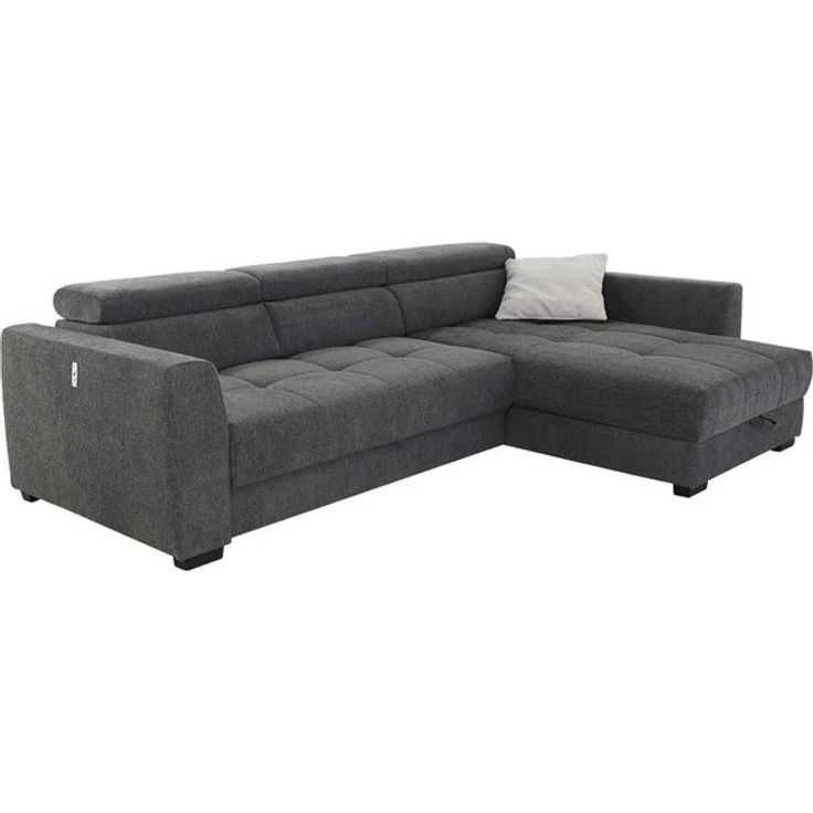 Jockenhöfer Gruppe Ecksofa SAN MARINO, Dunkelgrau, Webstoff, Bettkasten, Sitztiefenverstellung, Kopfteilverstellung, B 300 x T 196 cm – Bild 4