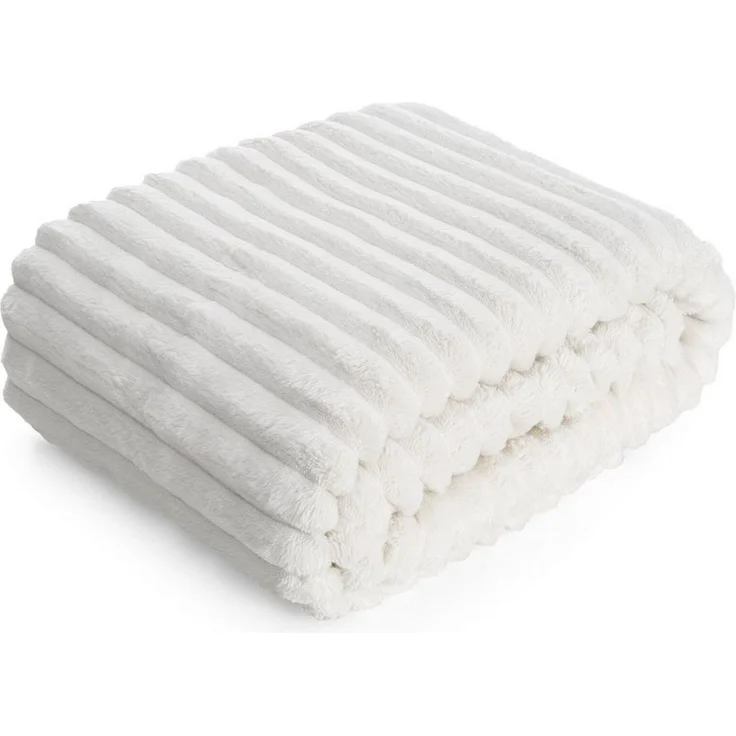 Wohndecke SOFT Design91 Streifen Steppung Gestreifte Decke Gesteppte Sofadecke 70x160 cm weiß – Bild 5