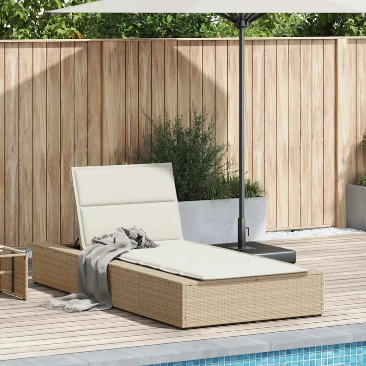 vidaXL Sonnenliege mit schwebender Auflage Beige Poly Rattan 4104206 – Bild 1