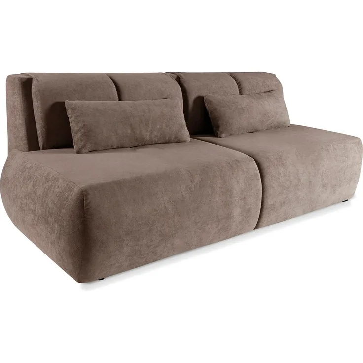 MEBLINI Sofa mit Schlaffunktion – TERIVA – 206x91x82cm – Braun Plüsch – Schlafcouch Ausziehbar - Schlafsofa mit Bettkasten - Sofabett - Couch mit Schlaffunktion – Klappsofa