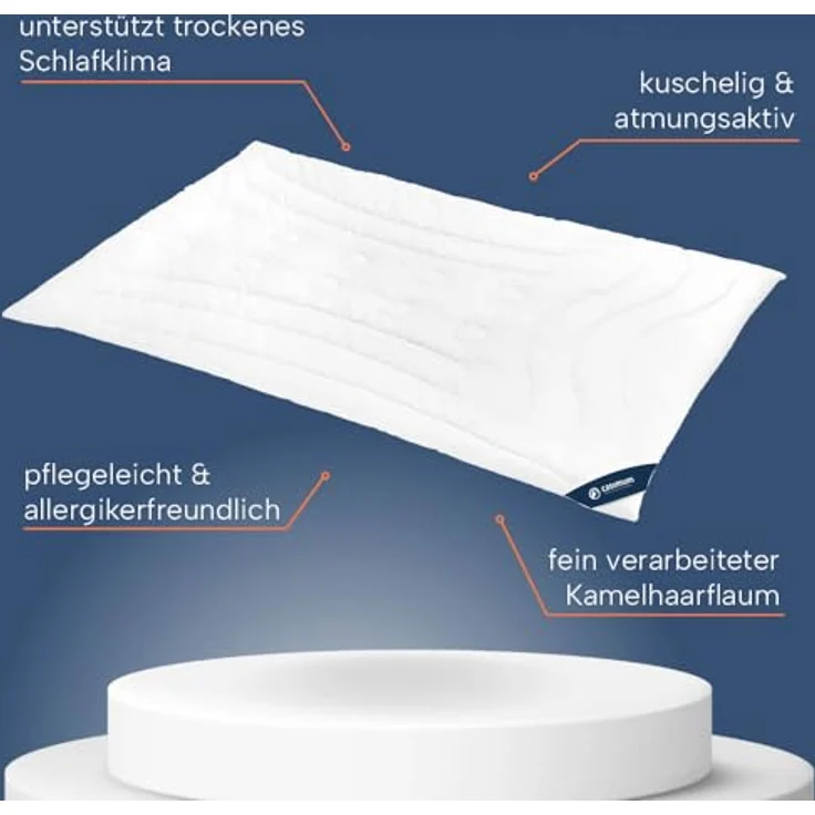 casimum Naturhaarbettdecke LUXUS Kamelhaardecke für Sommer, Winter, 4 Jahreszeiten, Füllung: 100% Kamelhaar, Bezug: 100% Baumwolle, Bettdecke 135x200, 155x220 cm & weitere Größen, temperaturausgleichend – Bild 5