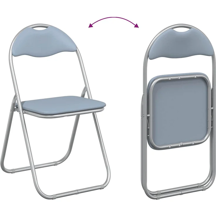 vidaXL Klappstuhl 2 pcs Grau 48 x 43,5 x 81 cm Kunstleder 42029046 – Bild 11