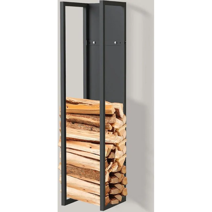 DanDiBo Kaminholzregal Innen Metall Schwarz Kaminholzständer 100 cm mit Rückwand an der Wand Hängend 96357 Holzkorb Kaminholzhalter Holzregal – Bild 5