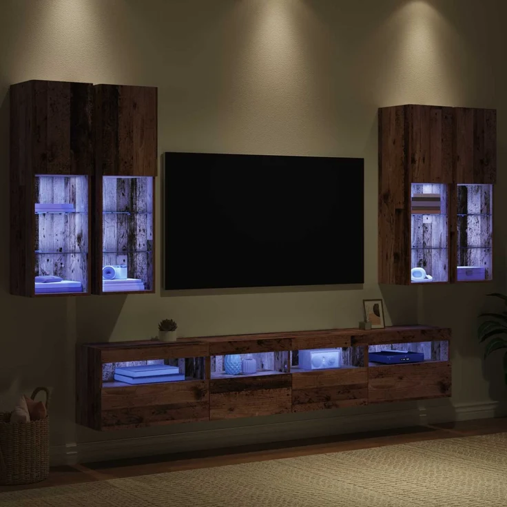 vidaXL TV-Wandschrank-Set mit LED-Lichtern 7 stk. 100 x 30 x 40 cm 3402794 – Bild 5