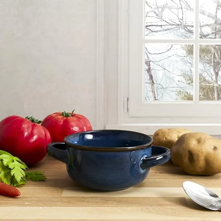 HOME DECO FACTORY, KA0429, Durable Stoneware Soup Bowl, Elegant and Timeless Design, Ideal for Soups, Salads and Desserts, Dishwasher Safe, Size: Large, Color: Blue – Bild 7
