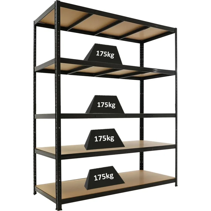 PROREGAL Schwerlastregal Taurus Schwarz 180 x 150 x 60 cm Gesamtlast 875kg Kellerregal, Steckregal, Garagenregal, Lagerregal