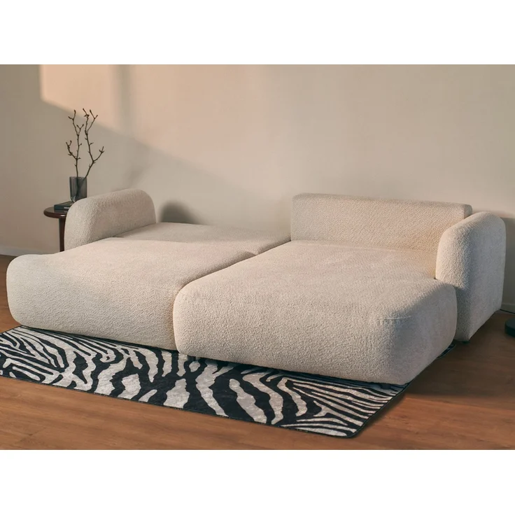 Selsey Tvoya Ecksofa mit Schlaffunktion, Ottomane rechts, Bouclé Hellbeige – Bild 4