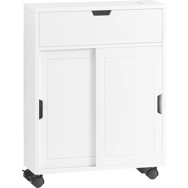 SoBuy BZR31-W Toilettenschrank mit Toilettenpapierhalter, MDF, Lackiert, Weiß, 52 x 68 x 68 cm – Bild 1