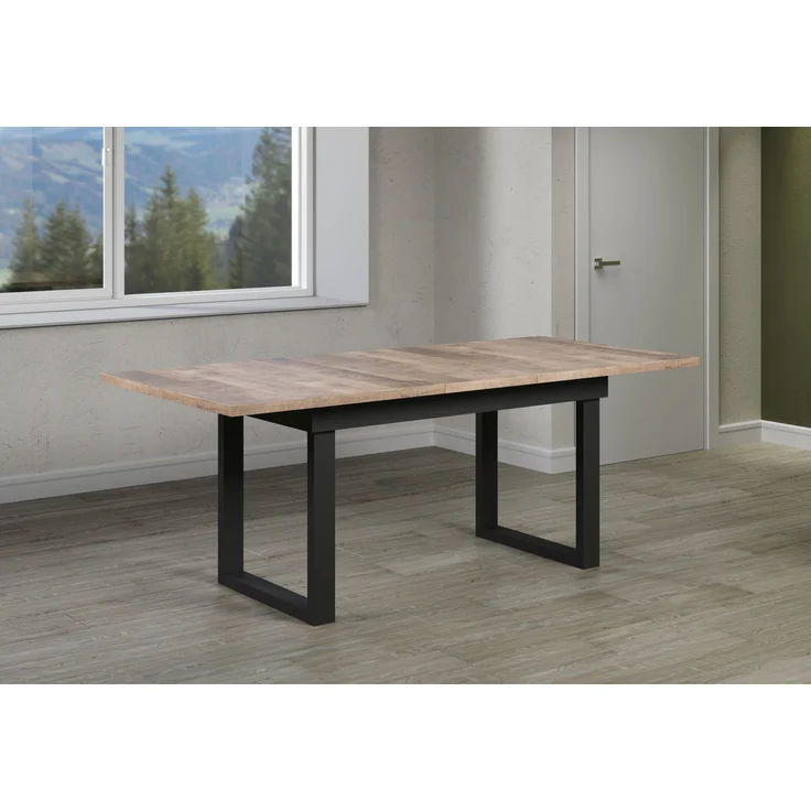 trendteam smart living - Universal - Esstisch - Schwarz/Eiche Tabak - ausziehbarer Küchentisch mit Metallfüßen - (BxHxT) 160-200 x 76 x 80 cm - Tisch geeignet für Küche, ESS- oder Wohnzimmer – Bild 11